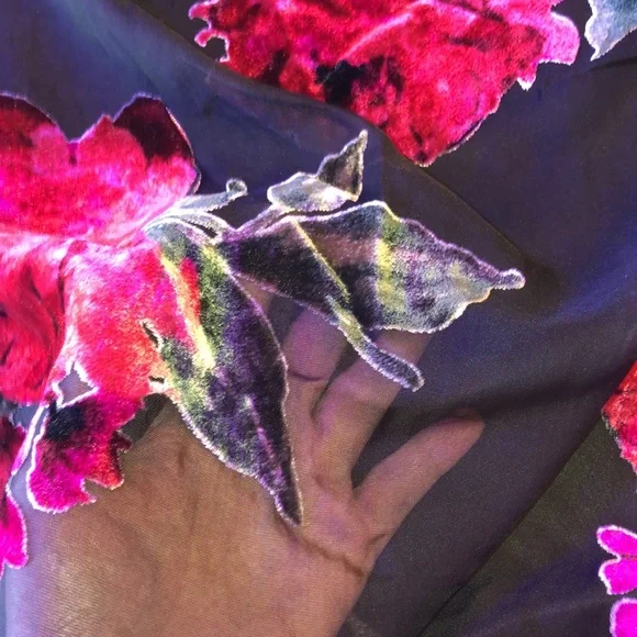 As U Wish Velvet Floral Print Black And Red Mini Dress - Picture 6 of 7